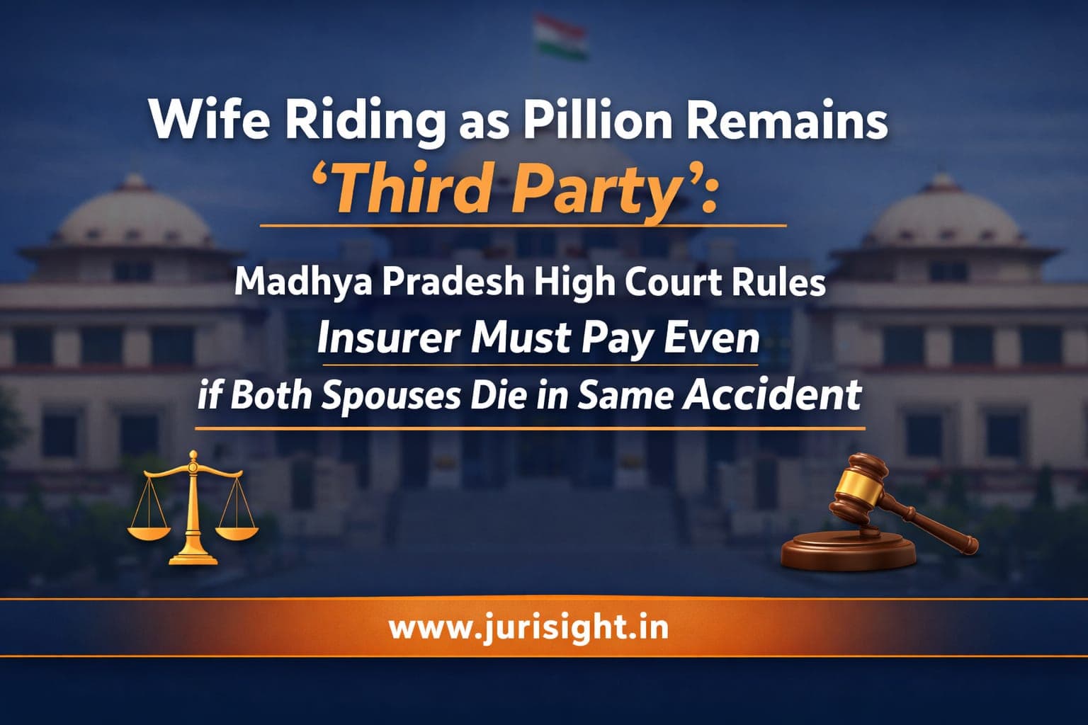 Wife Riding as Pillion Remains ‘Third Party’: Madhya Pradesh High Court Rules Insurer Must Pay Even if Both Spouses Die in Same Accident