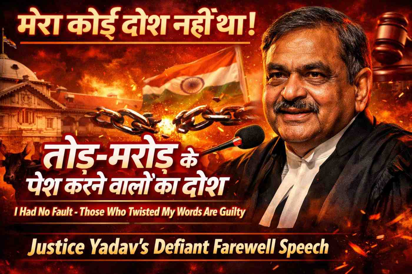 Justice Shekhar Kumar Yadav Retires, Claims Speech was Twisted