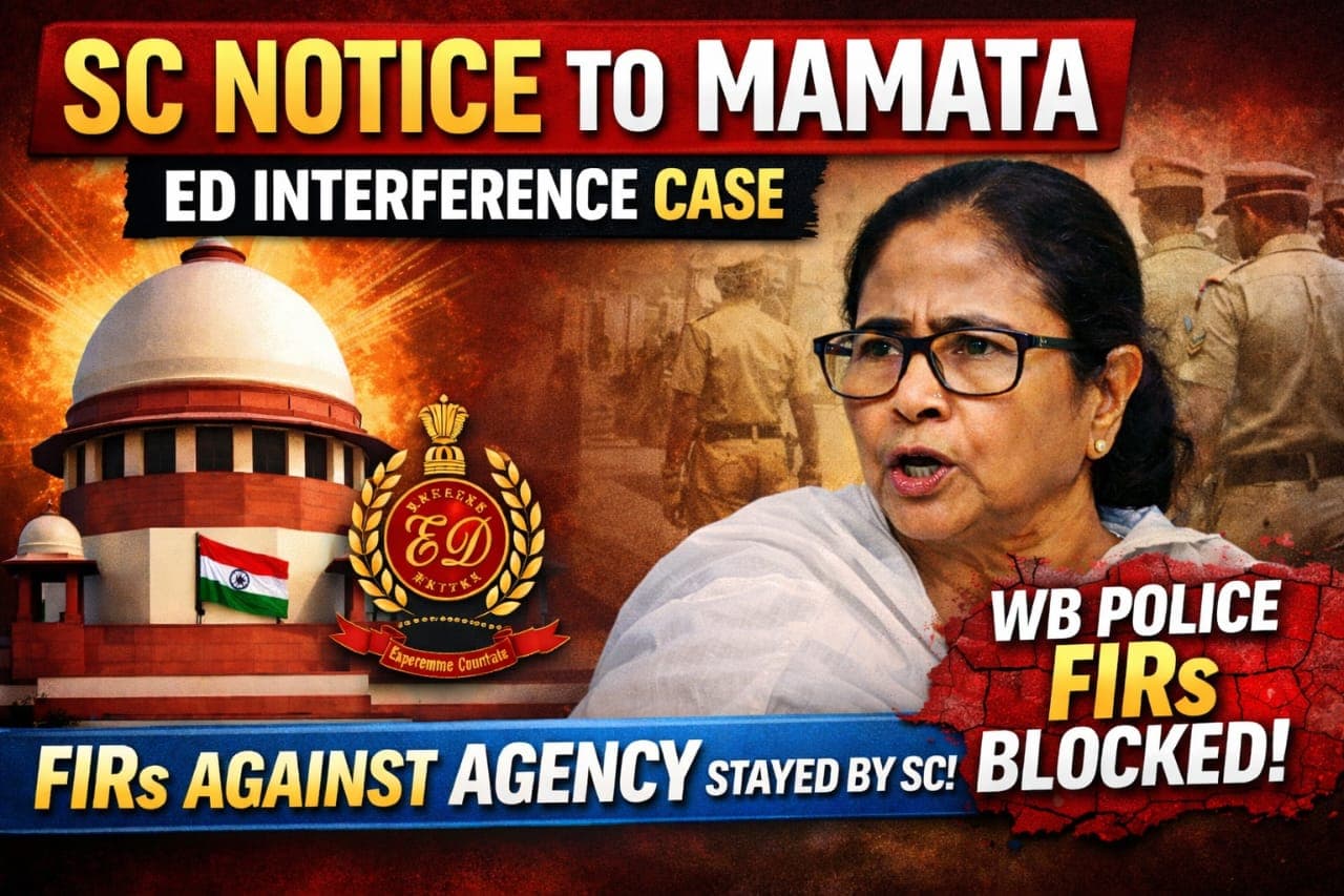 SC Issues Notice to Mamata Banerjee in ED Interference Case; Stays WB Police FIRs Against Agency Officials