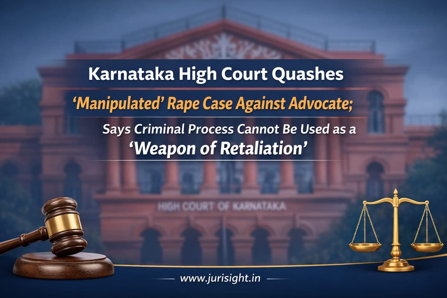 Karnataka High Court Quashes 'Manipulated' Rape Case Against Advocate; Says Criminal Process Cannot Be Used as a 'Weapon of Retaliation'