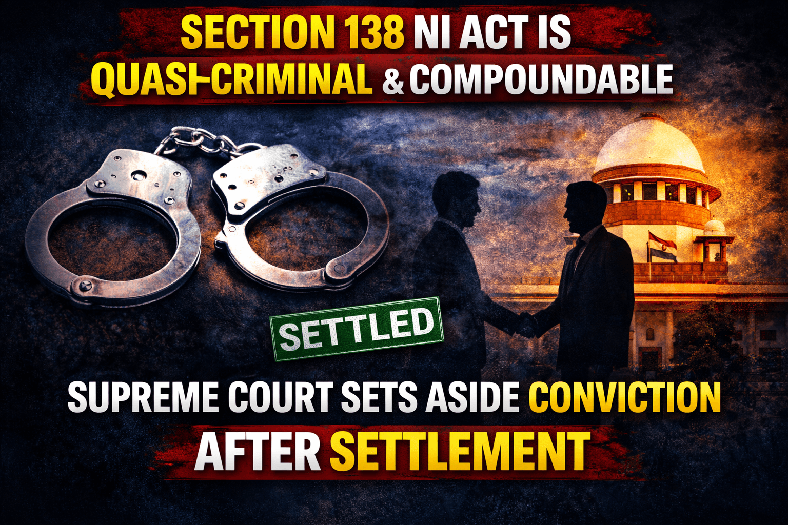 Section 138 NI Act Is ‘Quasi-Criminal’ and Compoundable: Supreme Court Sets Aside Conviction After Settlement