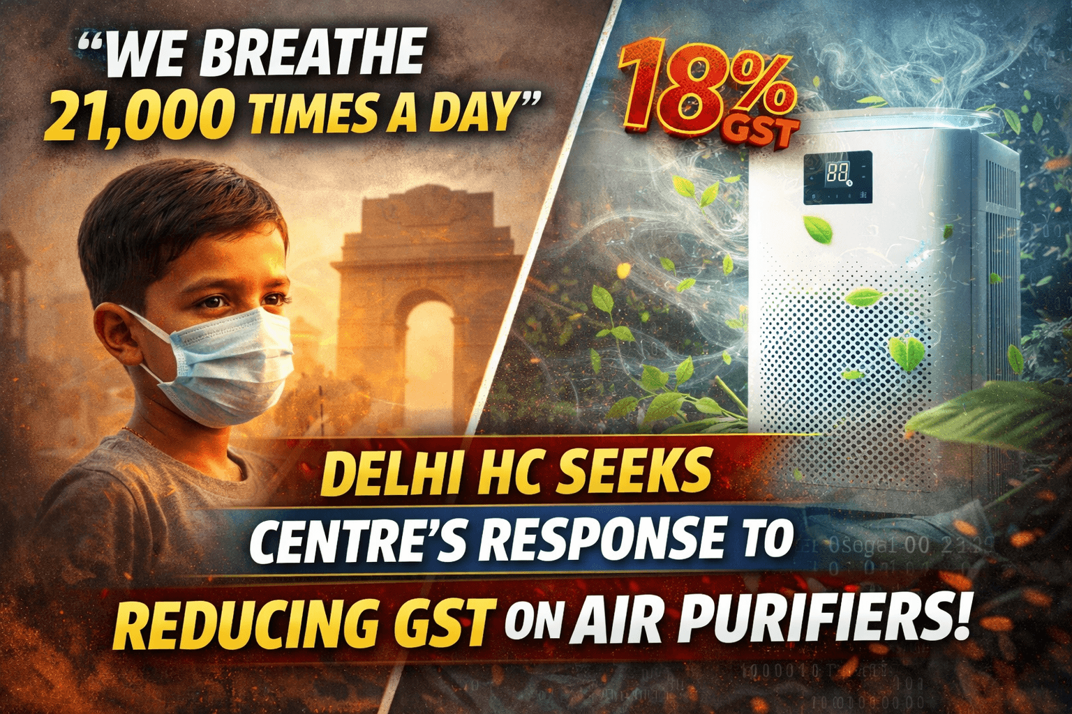 “We Breathe 21,000 Times a Day”: Delhi HC Seeks Centre’s Response on Reducing 18% GST on Air Purifiers
